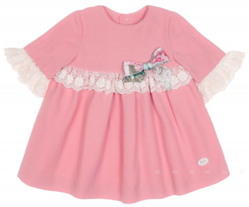 Girls Pale Pink Dress with Ivory Lace 
