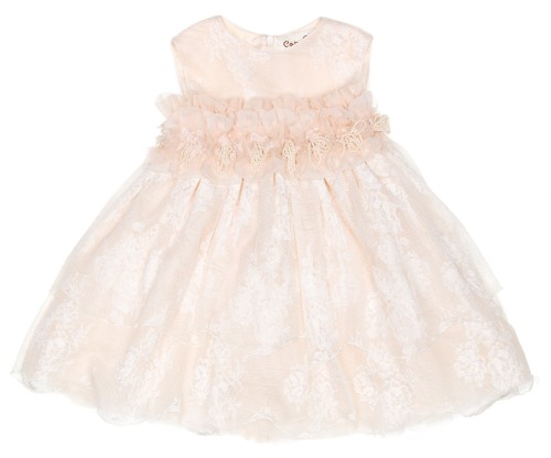 Glamour- Ivory & Beige Broderie Tulle Dress