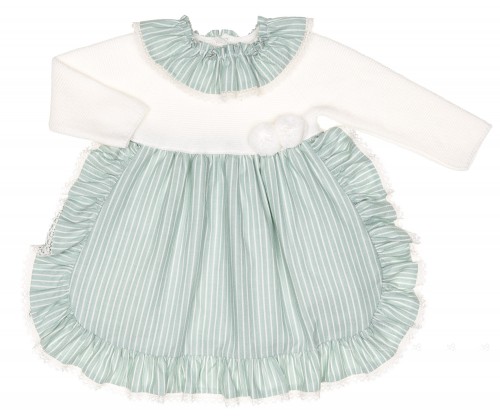 Baby Girls Ivory Knit & Green Striped Dress