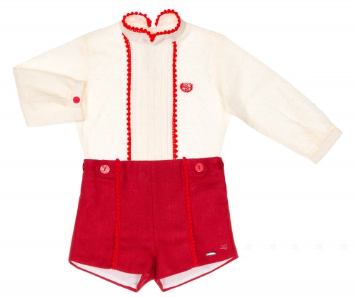 Baby Boys Ivory Shirt & Red Shorts Set 