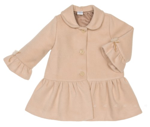 Beige Coat with Bow Details