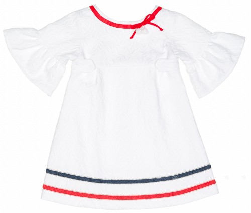Girls White & Red Sailor Brocade Dress