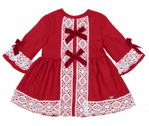Red & White Dress with Lace 