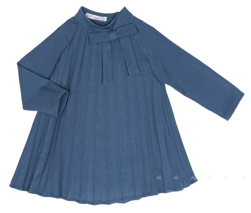 Girls Blue Pleated Dress