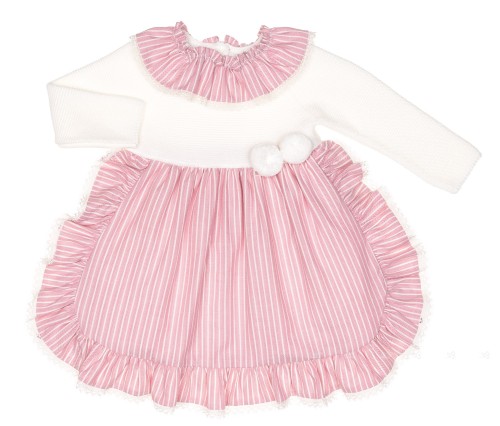Baby Girls Ivory Knit & Pink Striped Dress