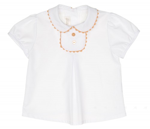 Baby White & Camel Shirt with Collar