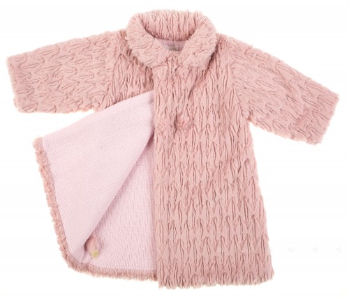Dusky Pink Knitted & Synthetic Fur Coat