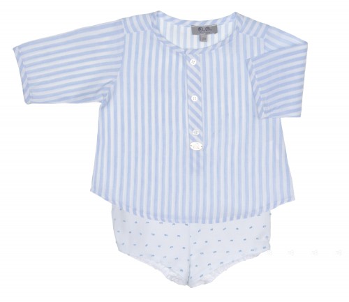 Baby Boys Blue Striped Shirt & Polka Dot 