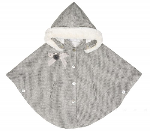 Girls Gray & White Hooded Cape