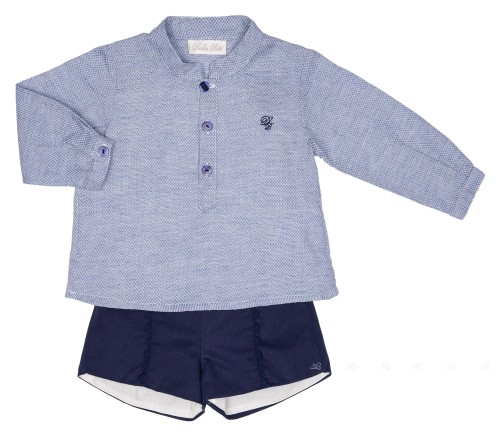 Baby Boys Blue Shirt & Navy Blue Shorts Set 
