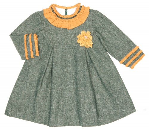 Green & Mustard Tweed Dress