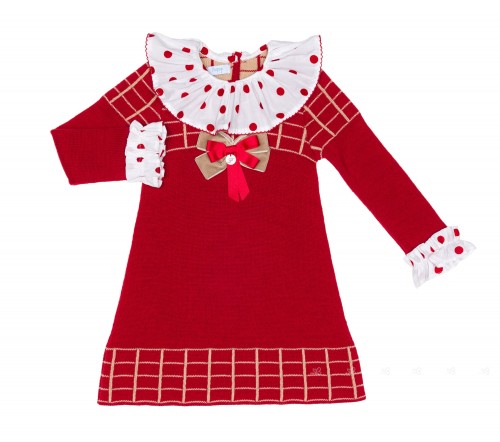 Red & White Knitted Jacquard Dress