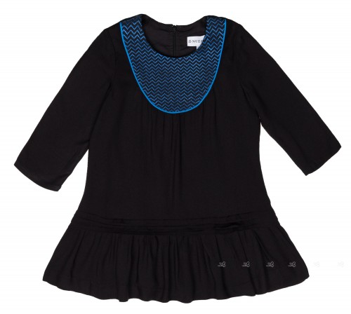 Girls Black & Blue Viscose Dress