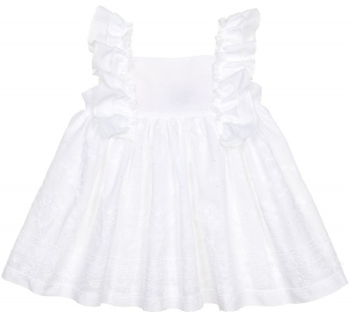 Girls White Embroidered Cotton Dress Set 