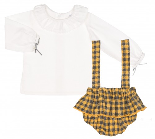 Baby Ivory Shirt & Mustard Shorties with Braces
