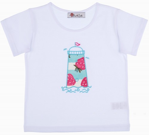 Maricruz Moda Infantil  Camiseta Niño Faro Bordado Celeste