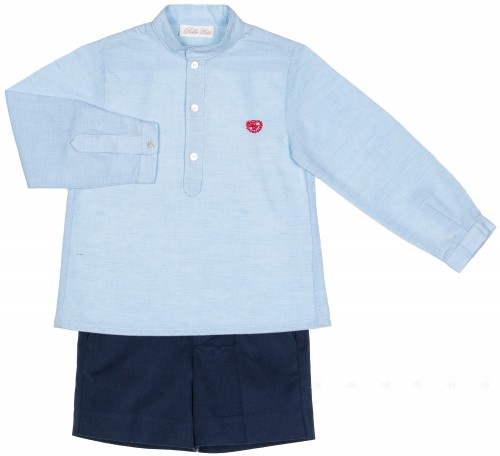 Dolce Petit Conjunto Niño Camisa Azul & Short Marino 