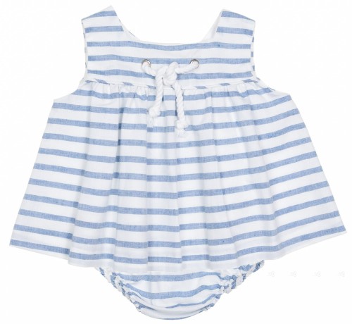 Baby Girls Navy Blue Striped Dress Set