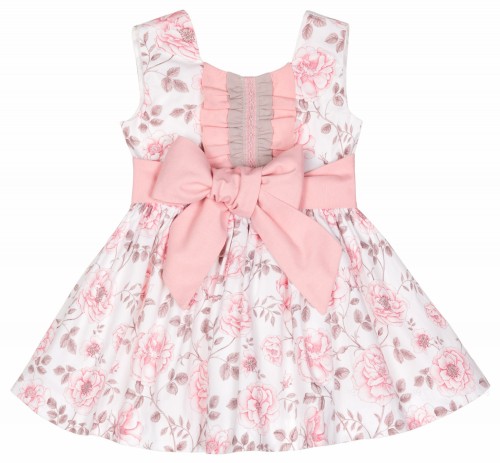 Girls Pink Floral Print Dress 