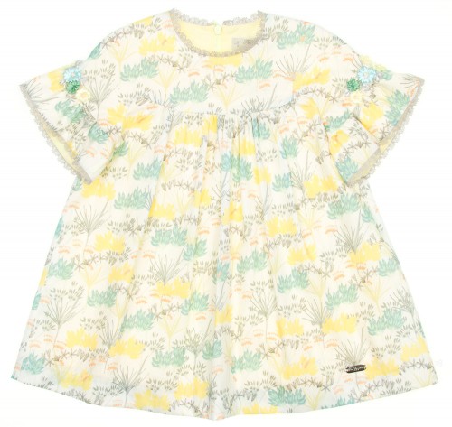 Pale Yellow Floral Print Extra Soft Cotton Dress
