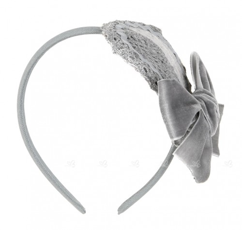 Gray Hairband with Velvet Bow