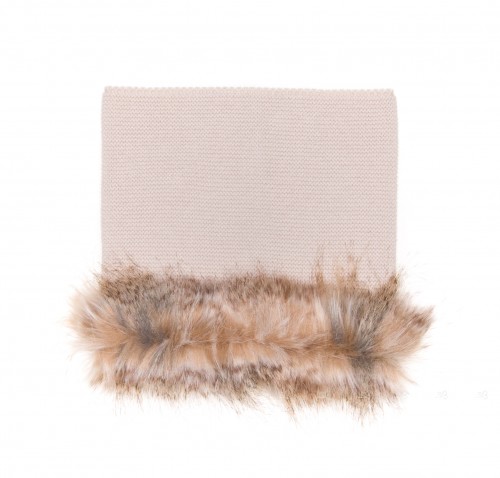 Beige Knitted & Synthetic Fur Snood