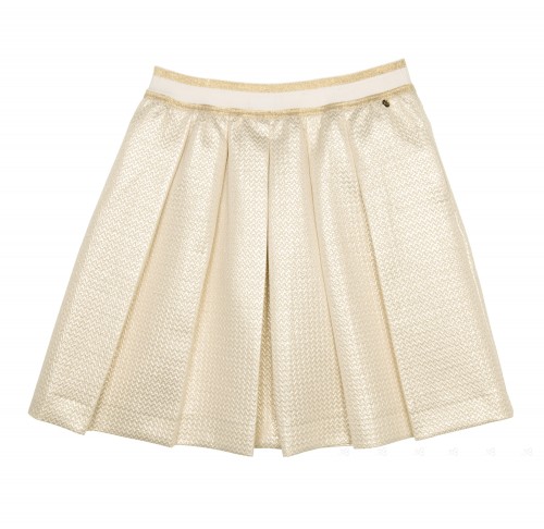 Girls Ivory & Gold Pleated Skirt 