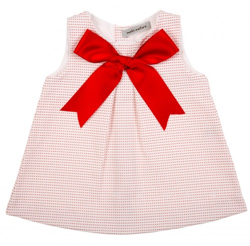Red & White Dress with Satin Bow