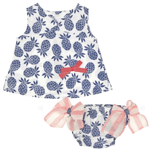 Navy Blue & White Pineapple 2 Piece Knickers Set