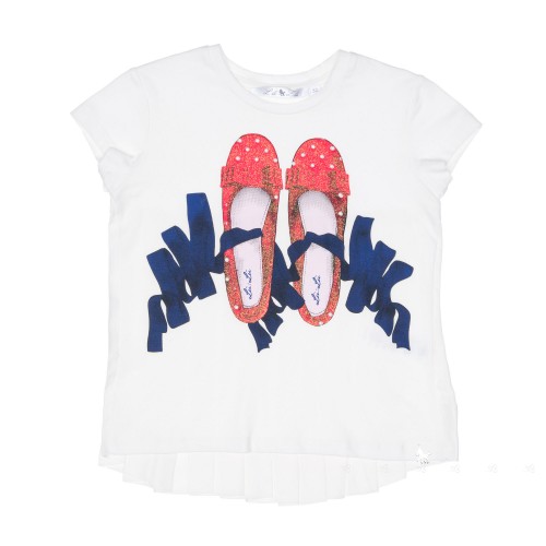 Girls Ivory & Red Ballet Pumps Top 
