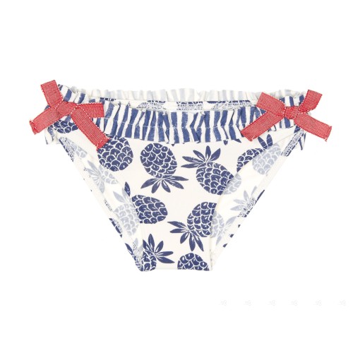 Navy Blue & White Pineapple Striped Bikini Bottoms