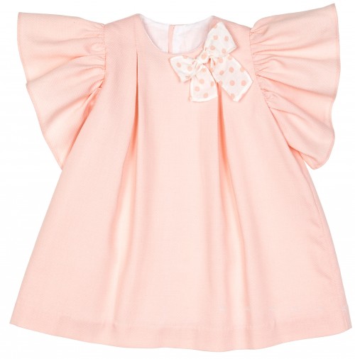 Girls Pale Pink Shift Dress with Flouncy Sleeves