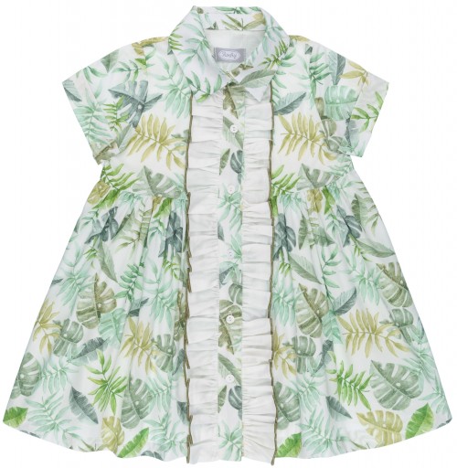 Girls Tropical Print Dress Shirt