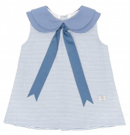 Blue Striped Dress with Bow