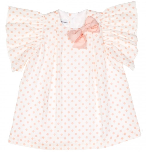 Girls Ivory & Pale Pink Spotted Dress 