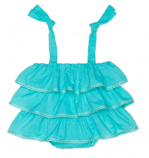 Turquoise Polka Dot Layered Playsuite