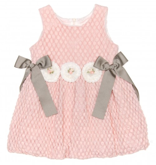 Girls Pale Pink Dress with Floral Decoration