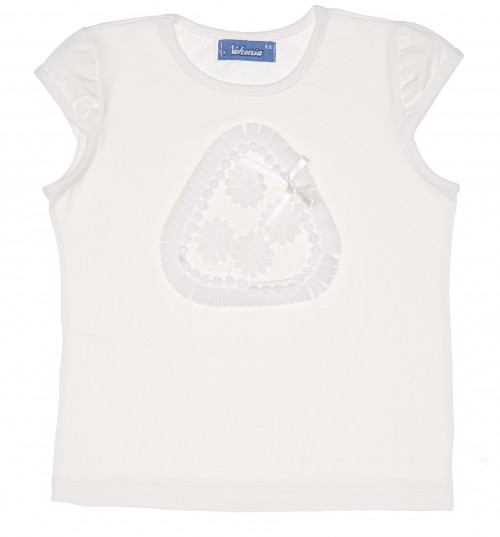Girls Off-White & Ivory Decorated T-Shirt