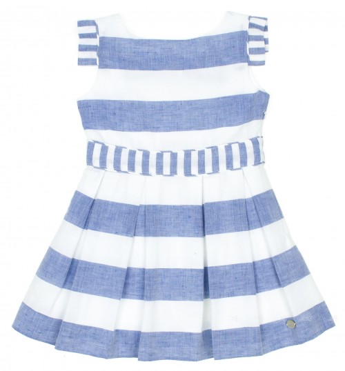 Blue & White Striped Structured Dress