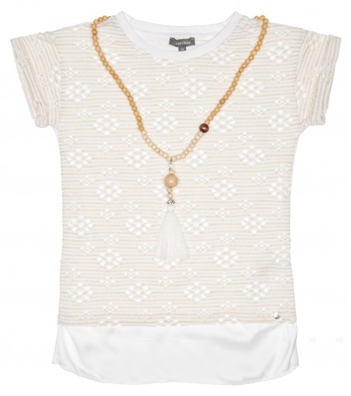Girls Ivory & Gold Top With Necklace