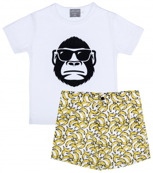 Mon Petit Bonbon Conjunto Niño Camiseta Gorila & Short Plátanos