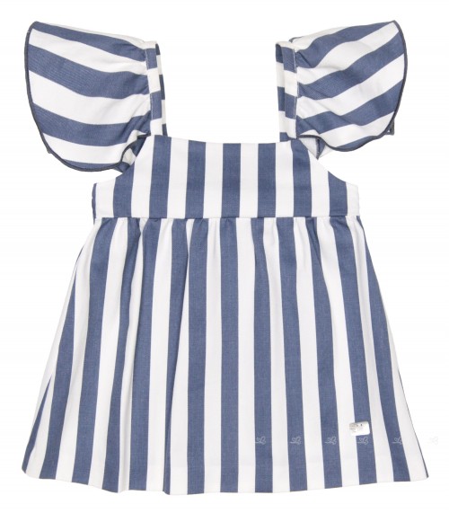 Denim Blue & White Striped Dress with Back Maxi Bow 