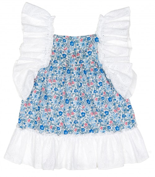 Girls Liberty & White Ruffle Lace Dress