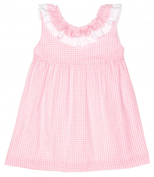 Girls Pink & White Gingham Dress