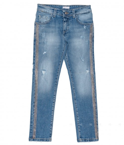 Girls Denim Slim Fit Jeans with Crystals 