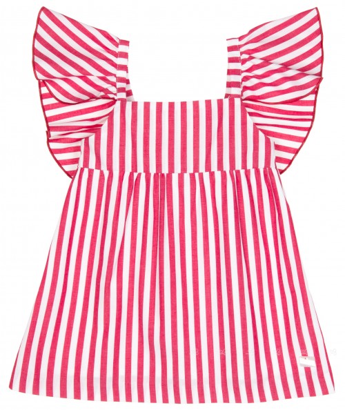 Girls Red & White Striped Dress with Back Maxi Bow