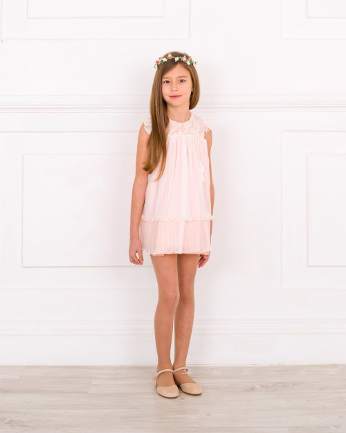 Girls Pink Tulle Layered Dress Outfit