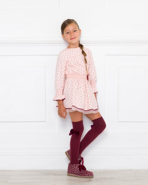 Kauli Girls Pink & Burgundy Star Print Dress Outfit