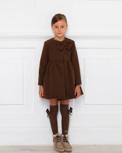 Girls Chocolate Coat with Bow Outfit