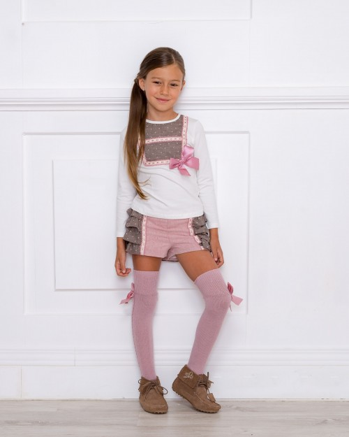 Girls Dusky Pink 2 Piece Shorts Outfit